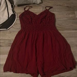 Elegant Burgundy Lace Romper